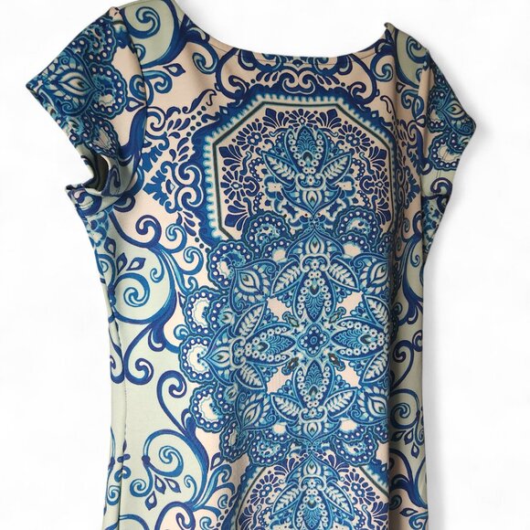 ISAAC MIZRAHI LIVE!‎ Blue White Mandala Dress X Small Porcelain Print - Picture 2 of 6